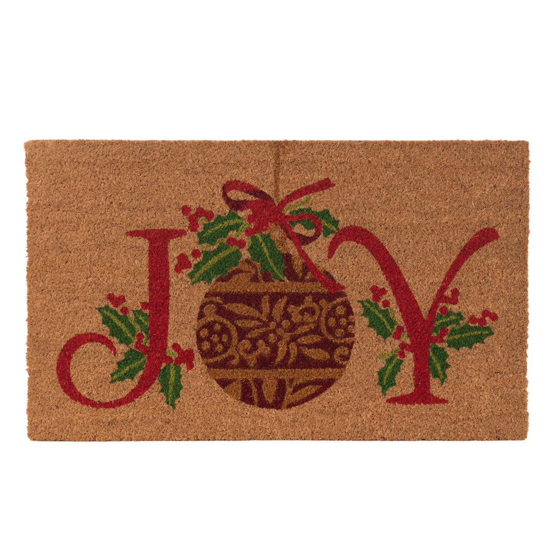 Festive Coir Doormat Joy Ornament