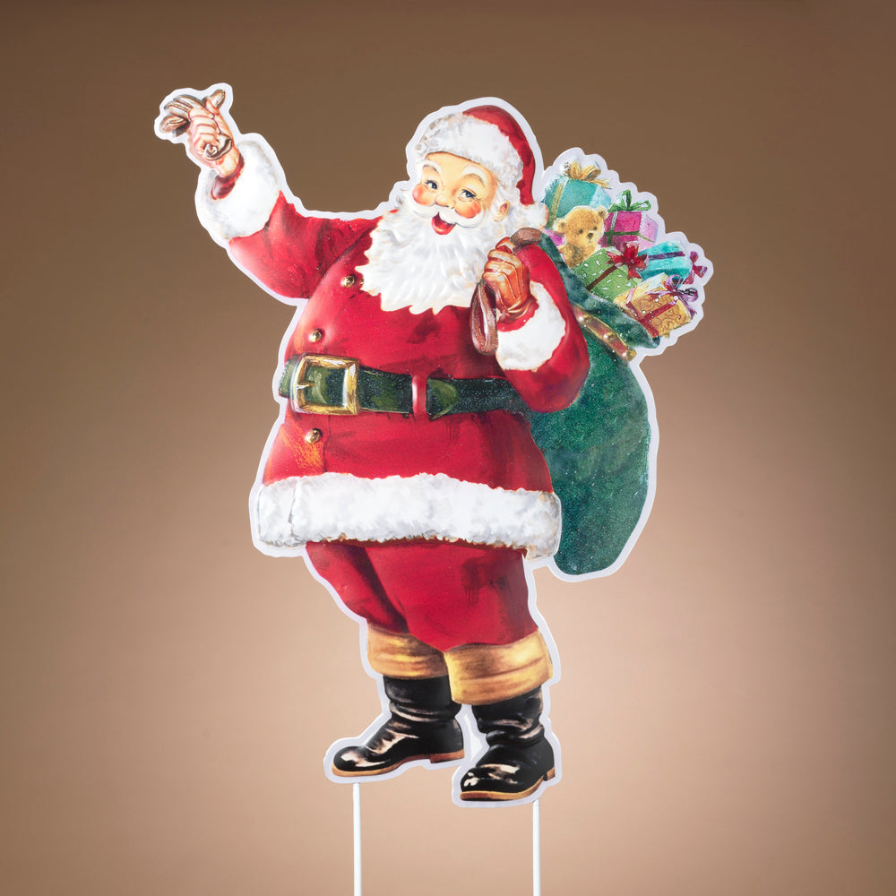 Holiday Santa Yard Stake with Gift Bag