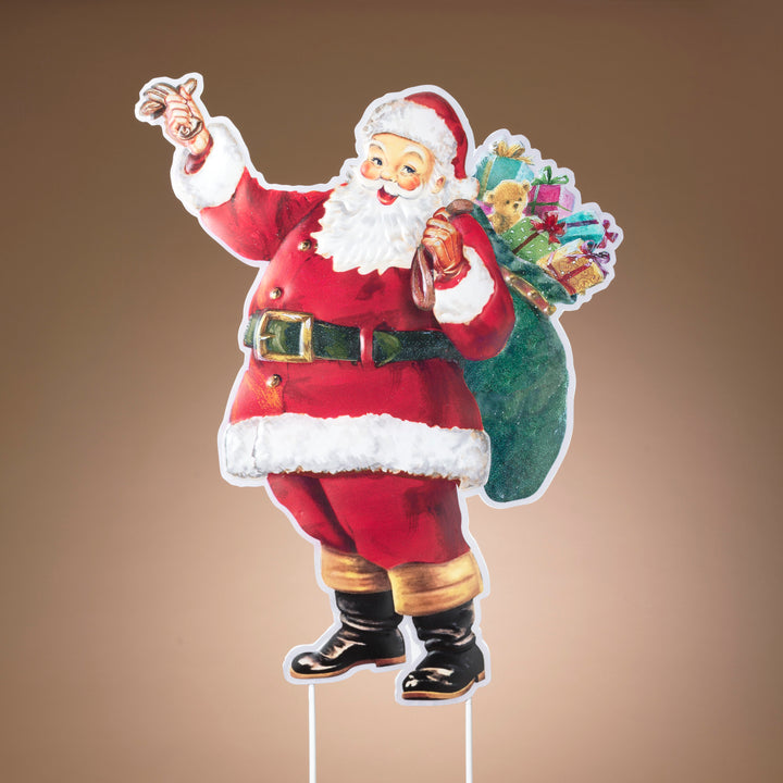 Holiday Santa Yard Stake with Gift Bag