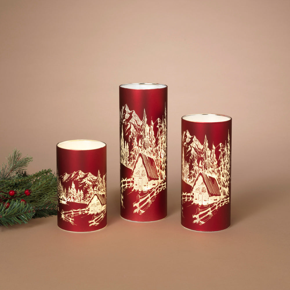 Lighted Luminary with Winter Village Scene