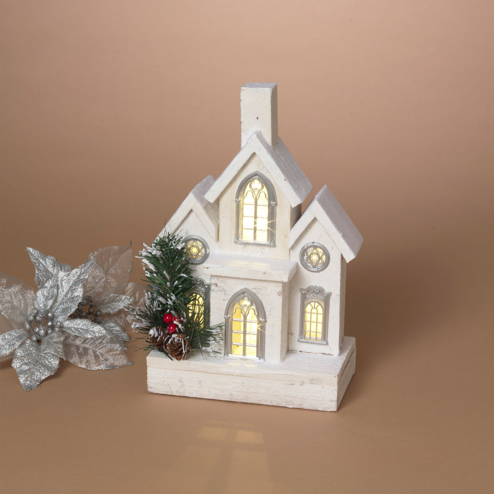Lighted Wood Holiday House with Tree