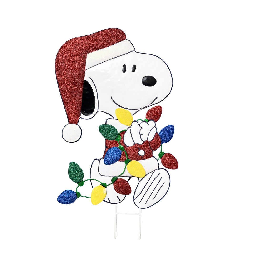 Santa Snoopy with C9 Lights Yard Stake