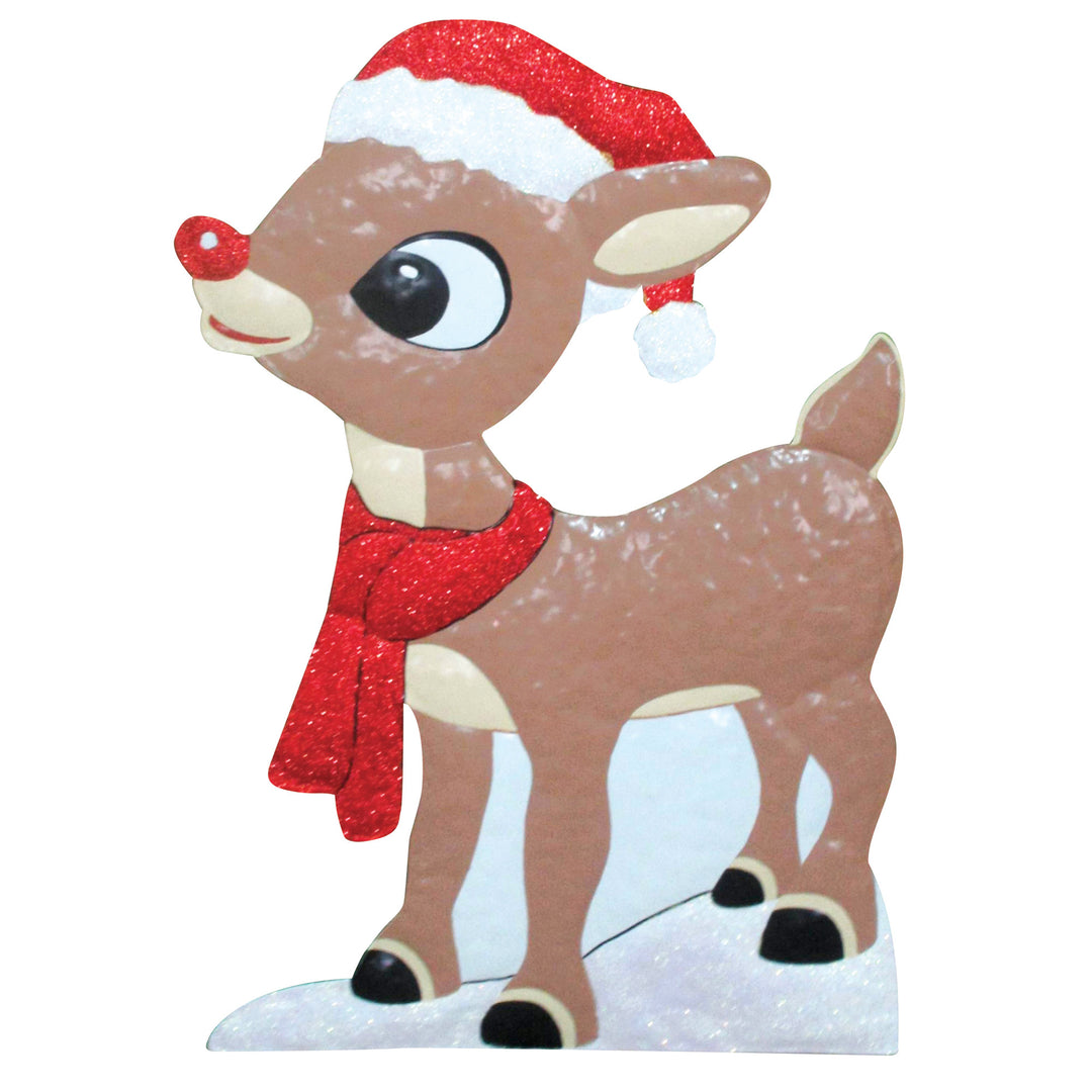 Rudolph with Santa Hat Yard Stake