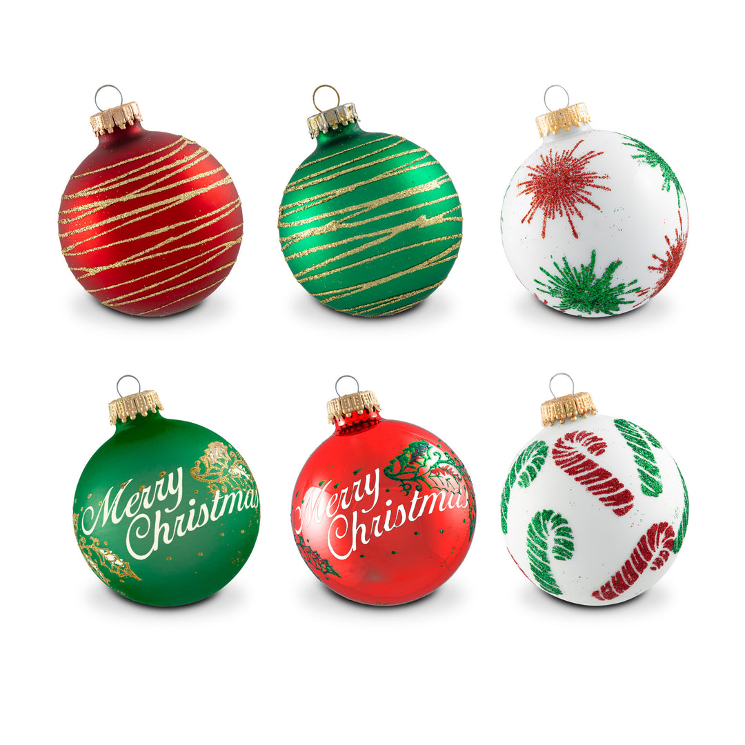 Krebs Decorated Red/White/Green 12-Piece Ornament Set