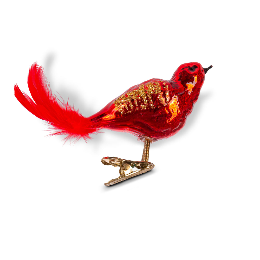 Krebs Red/Gold Bird 3-Piece Clip Ornament Set