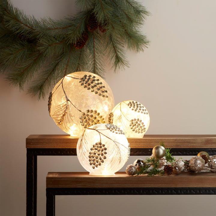 Light Up Pinecone Globe