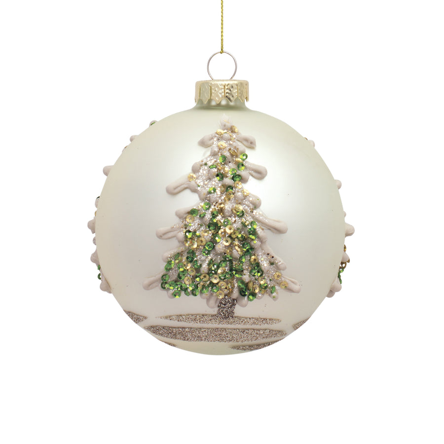 Glass Ornament with Christmas Tree Design