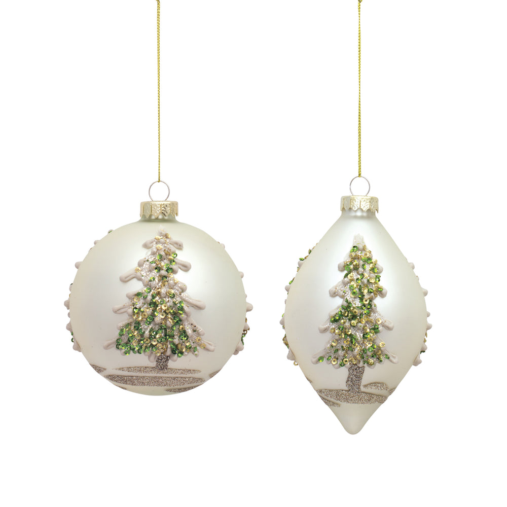 Glass Ornament with Christmas Tree Design