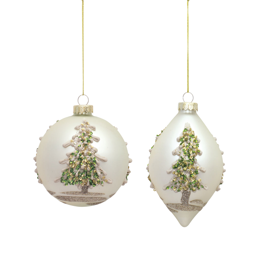 Glass Ornament with Christmas Tree Design