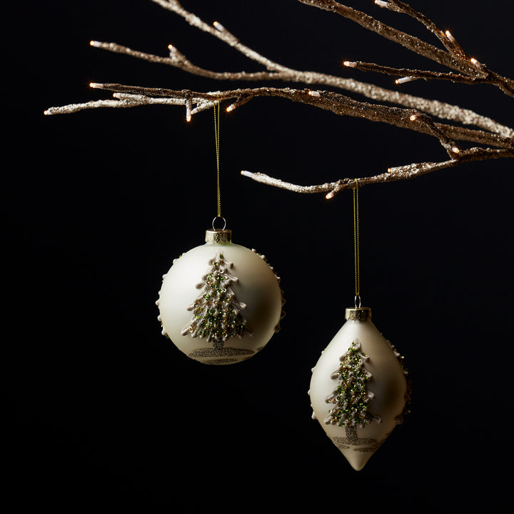 Glass Ornament with Christmas Tree Design