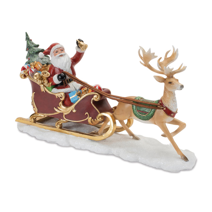 Table Top Santa in Sleigh with Reindeer and Gifts