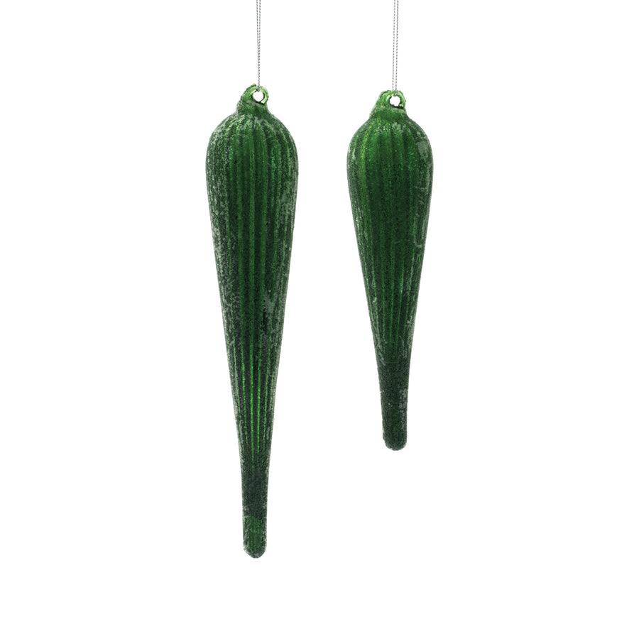 Ribbed Glass Drop Ornaments