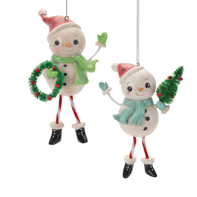 Glittered Resin Snowman Ornament