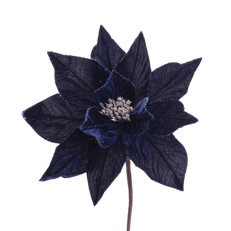 Polyester Dark Blue Poinsettia Stem