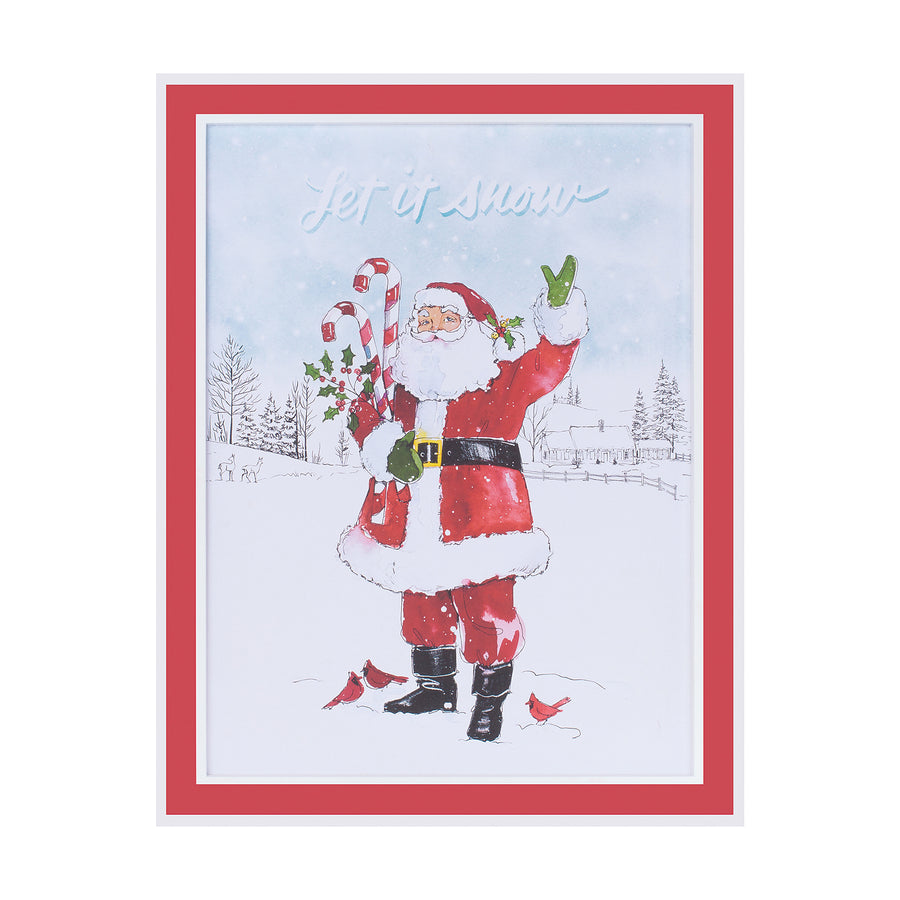 Framed Santa "Let It Snow" Print