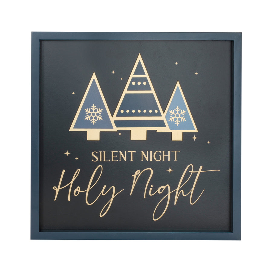 Framed Blue & Gold Christmas Tree Plaque