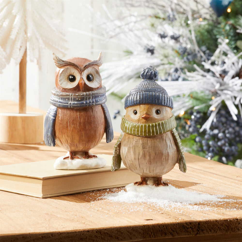 Winter Animal Figurines with Scarves and Hats