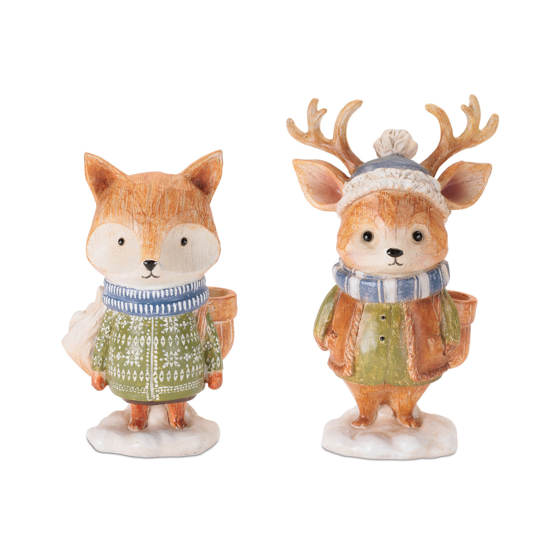 Winter Animal Figurines with Scarves and Hats