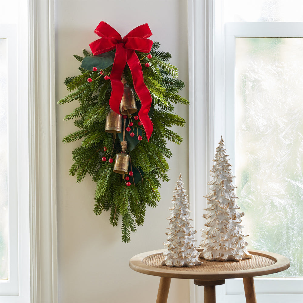 Pine Swag with Bells and Bow