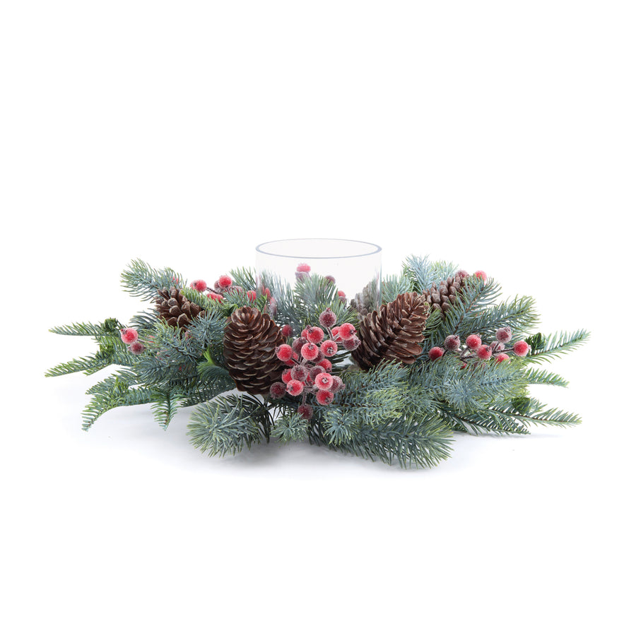Pine and Berry Candle Holder