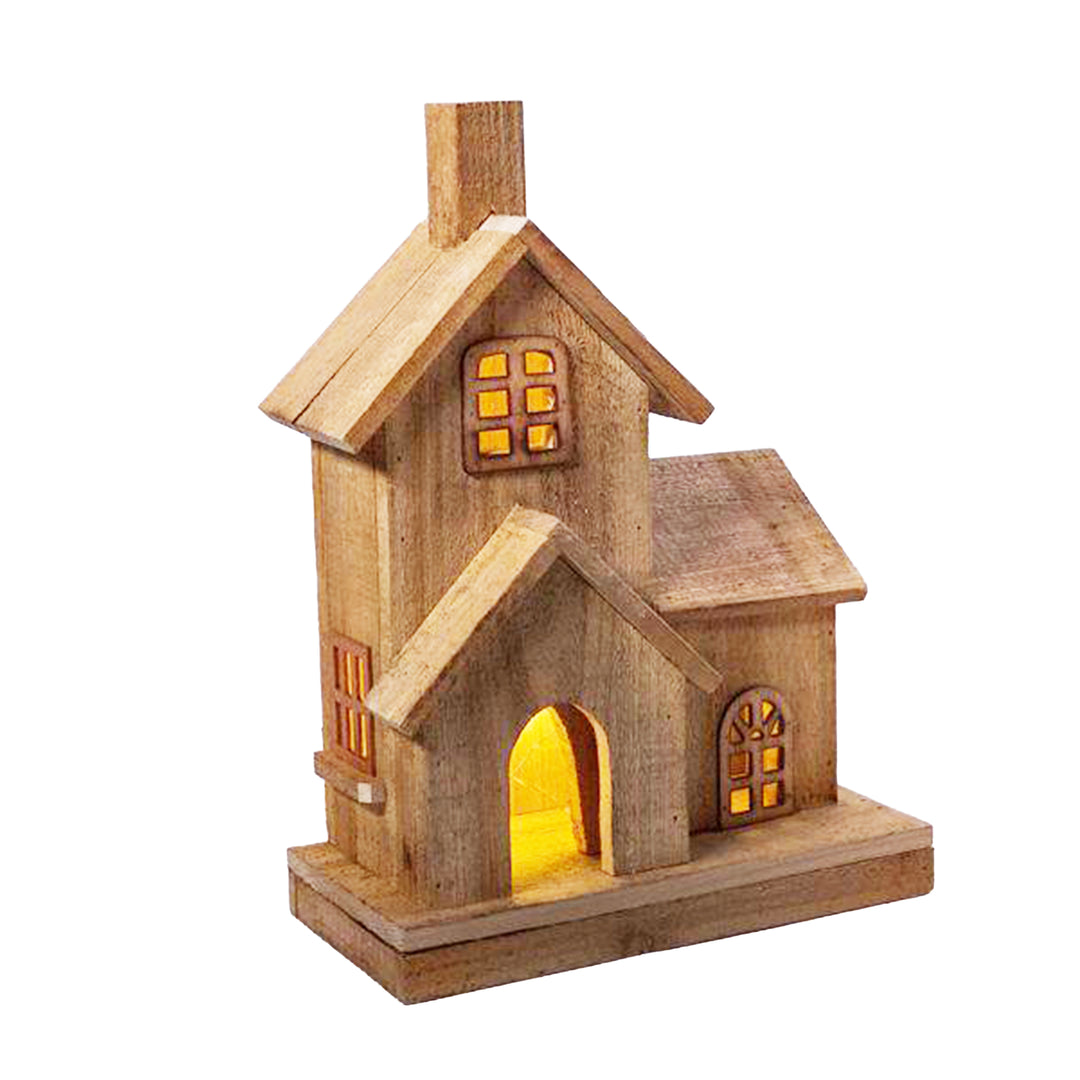 Lighted Wooden Church 13.5 Inches x 10 Inches