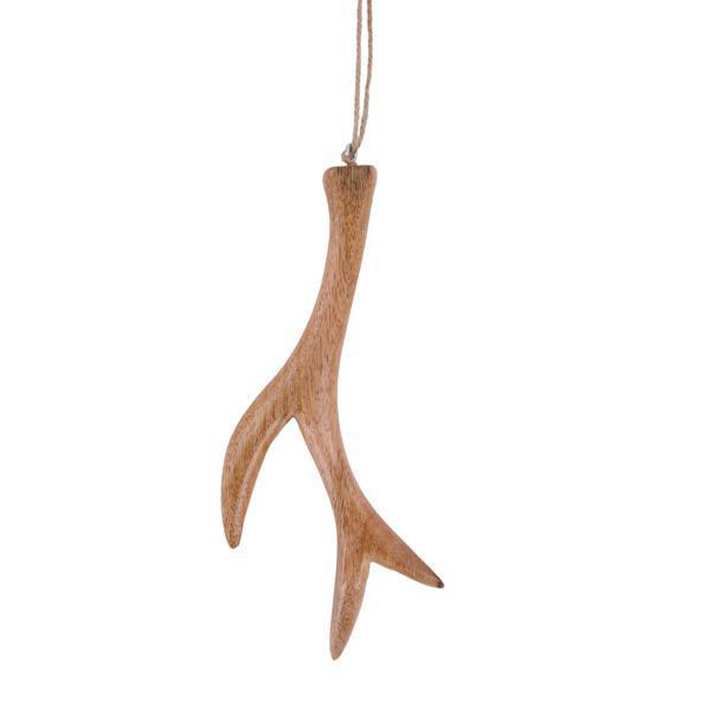Wooden Deer Antler Ornament 9.5 x 4.5 Inches