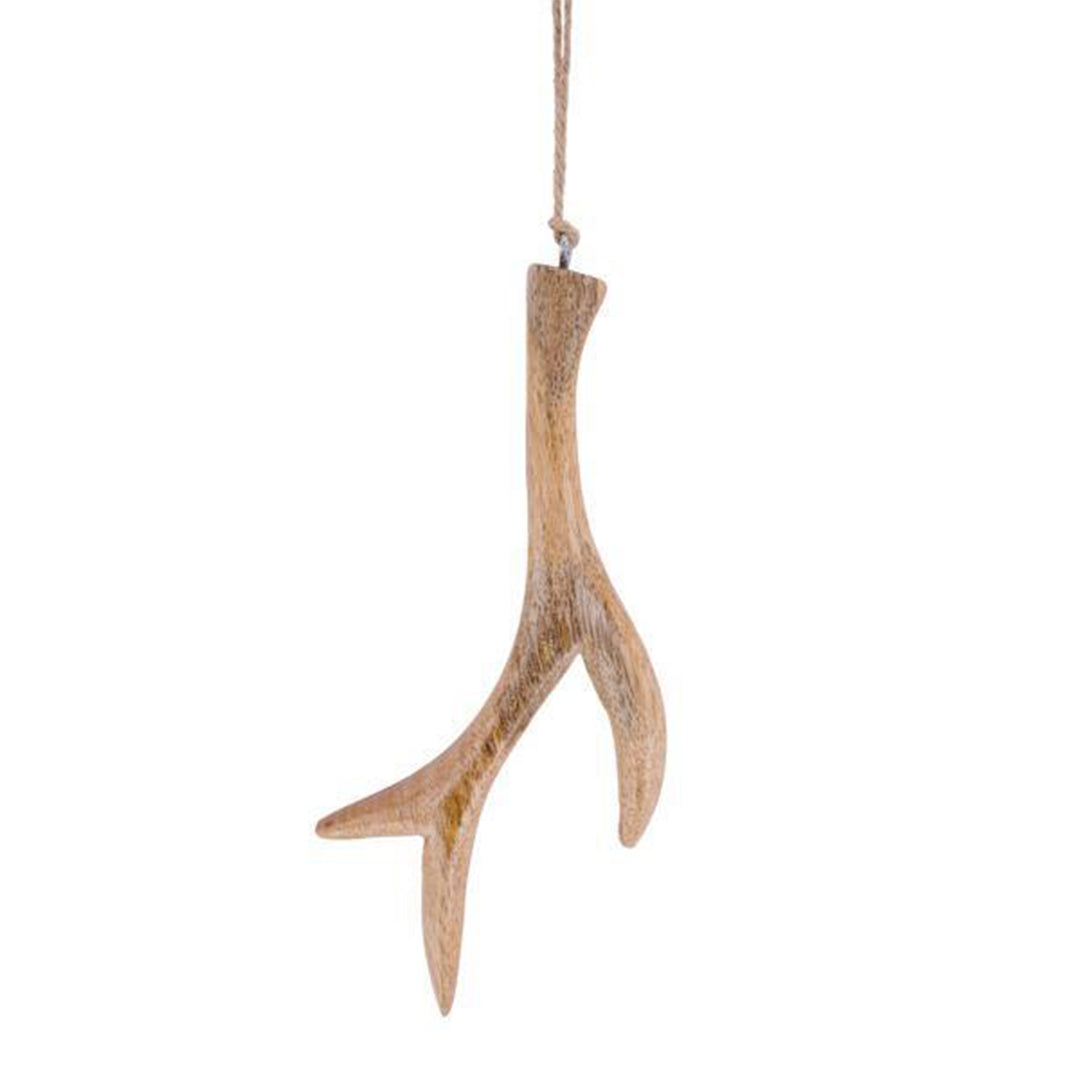 Wooden Deer Antler Ornament 3 x 8 Inches