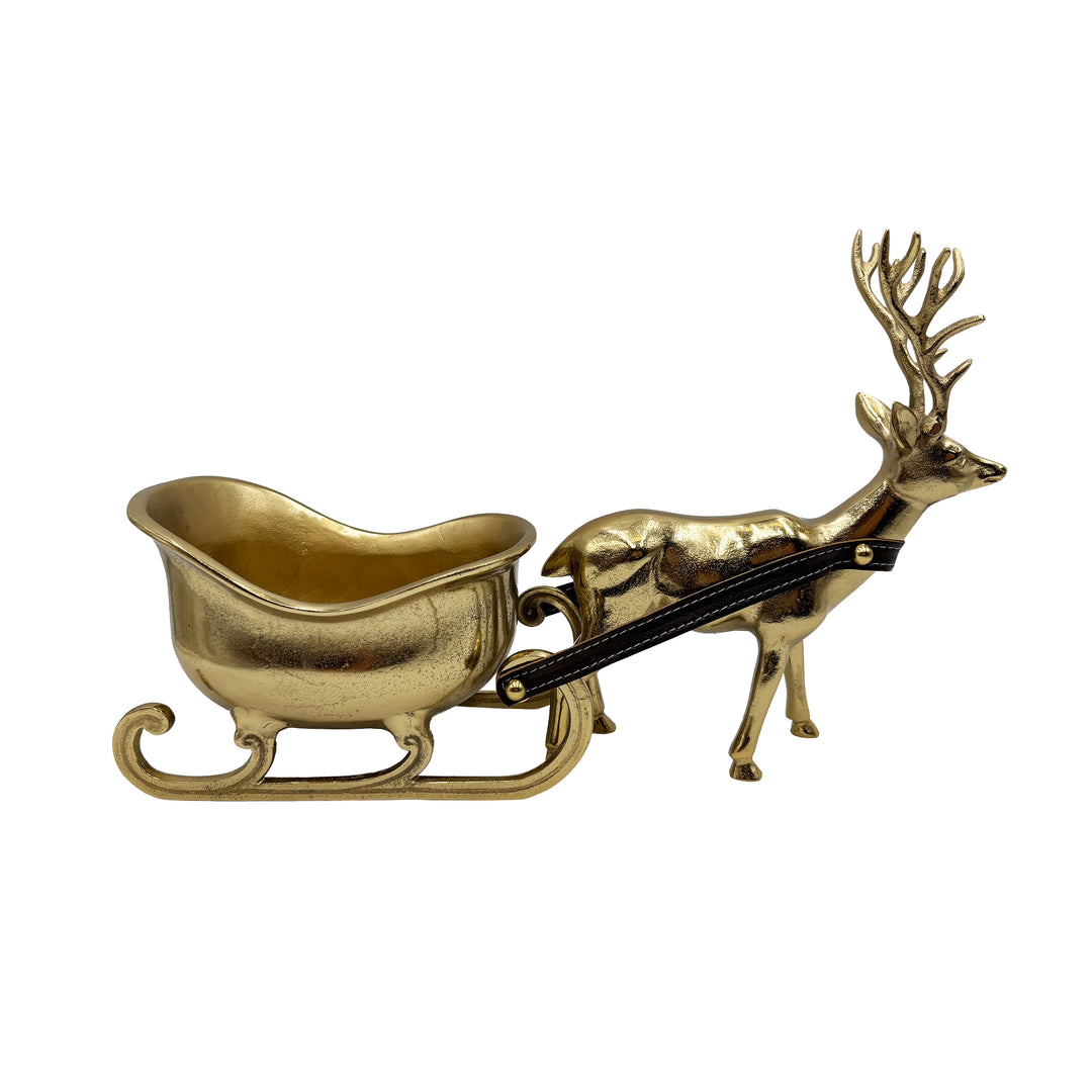 Gold Reindeer with Sleigh