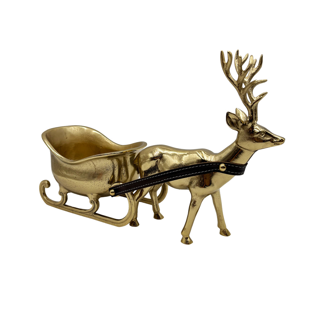 Gold Reindeer with Sleigh