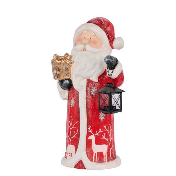 Lighted Wooden Santa with Lantern