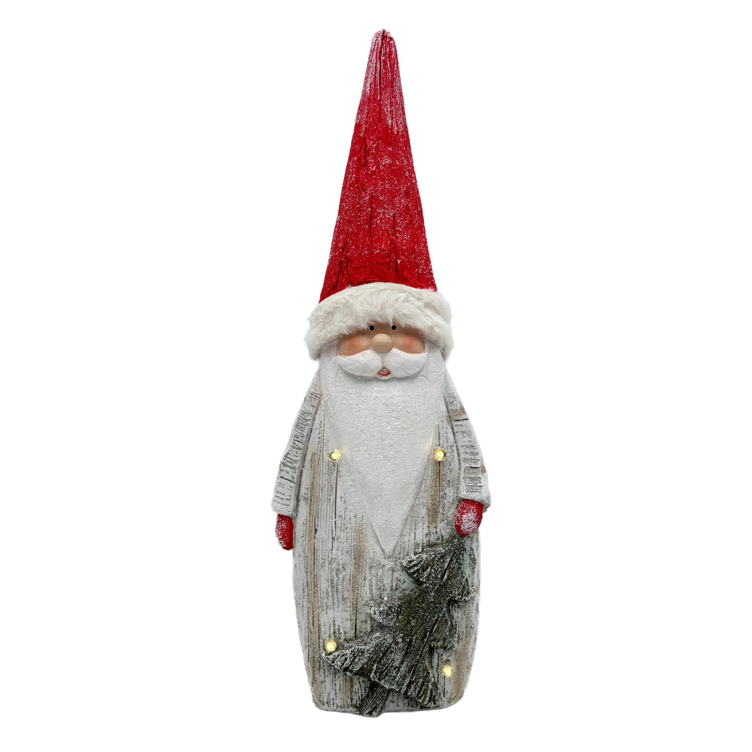 Wooden Santa with Lit Snowflakes