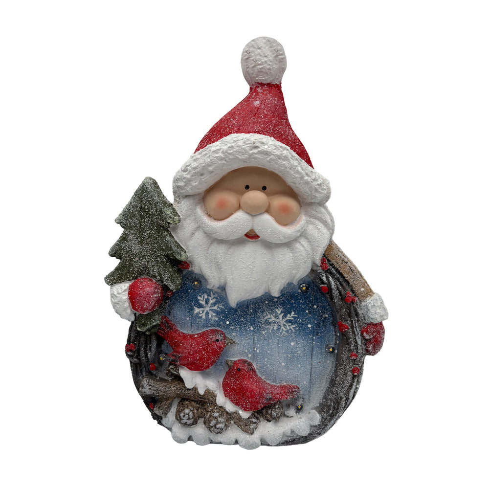Lit Santa with Cardinal Scene