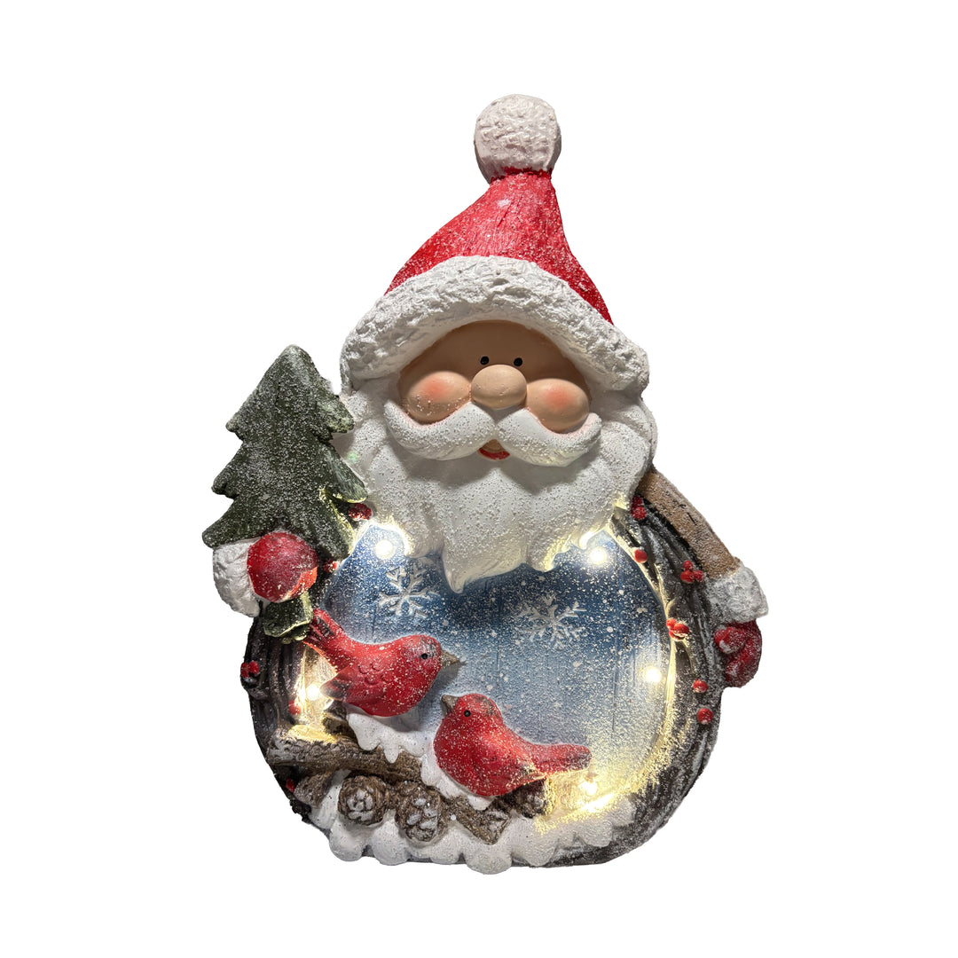Lit Santa with Cardinal Scene