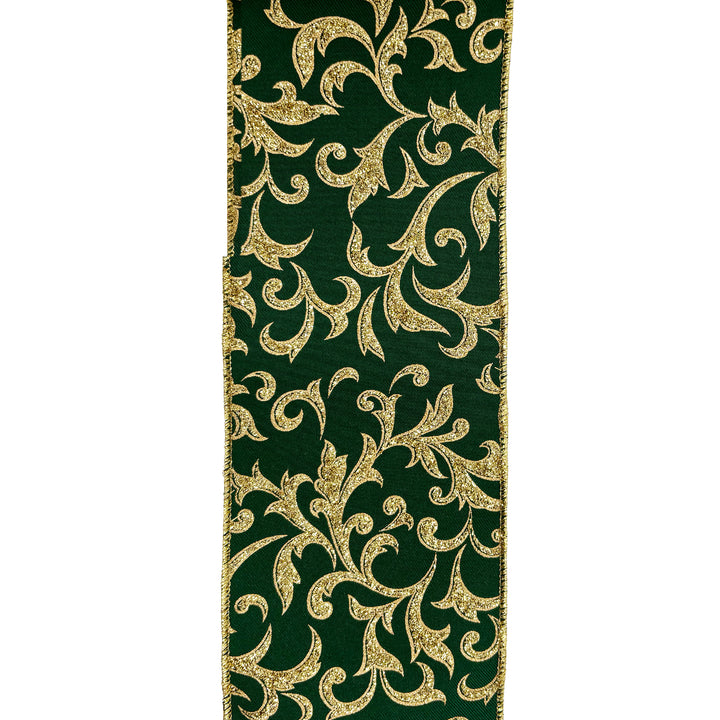 Green & Gold Acanthus Leaf Ribbon