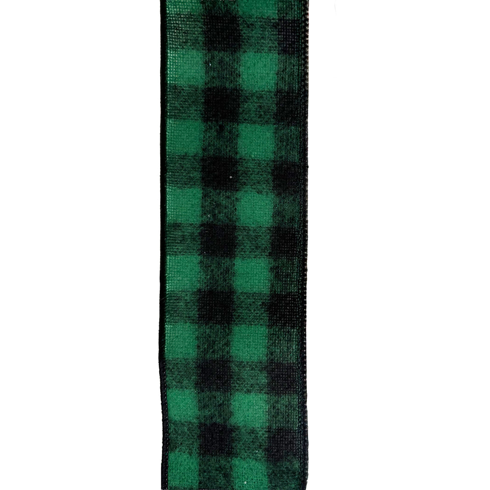 Fuzzy Flanel Checkered Green & Black Ribbon