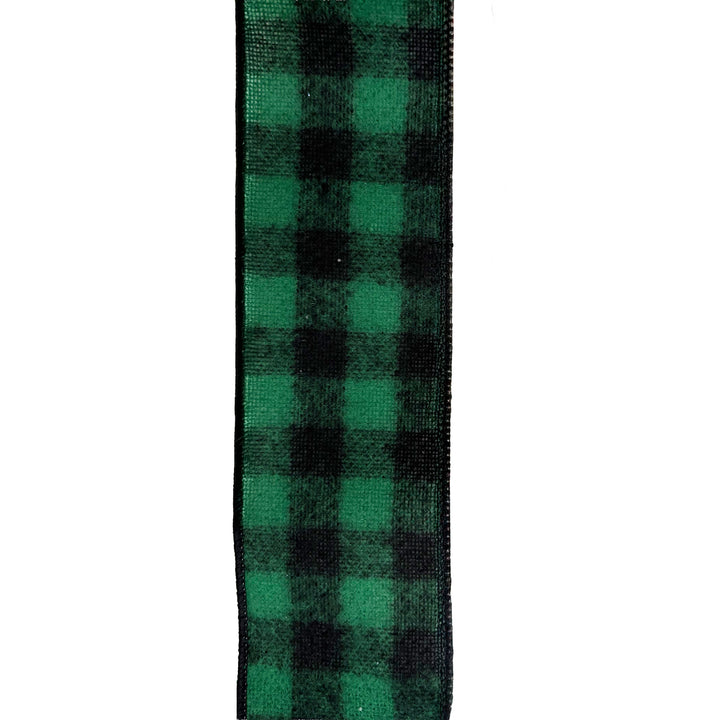 Fuzzy Flanel Checkered Green & Black Ribbon