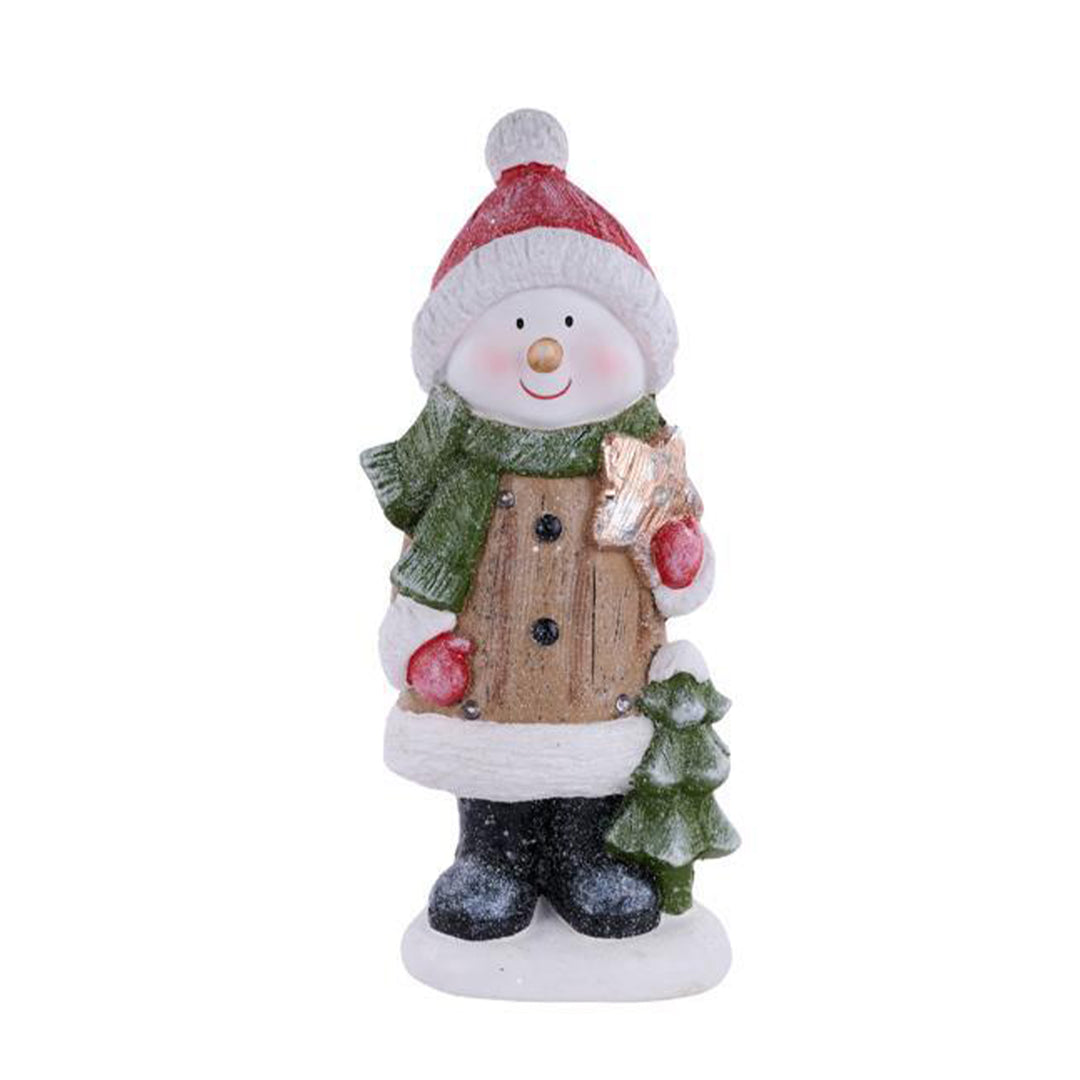 Lit Snowman with Gold Star
