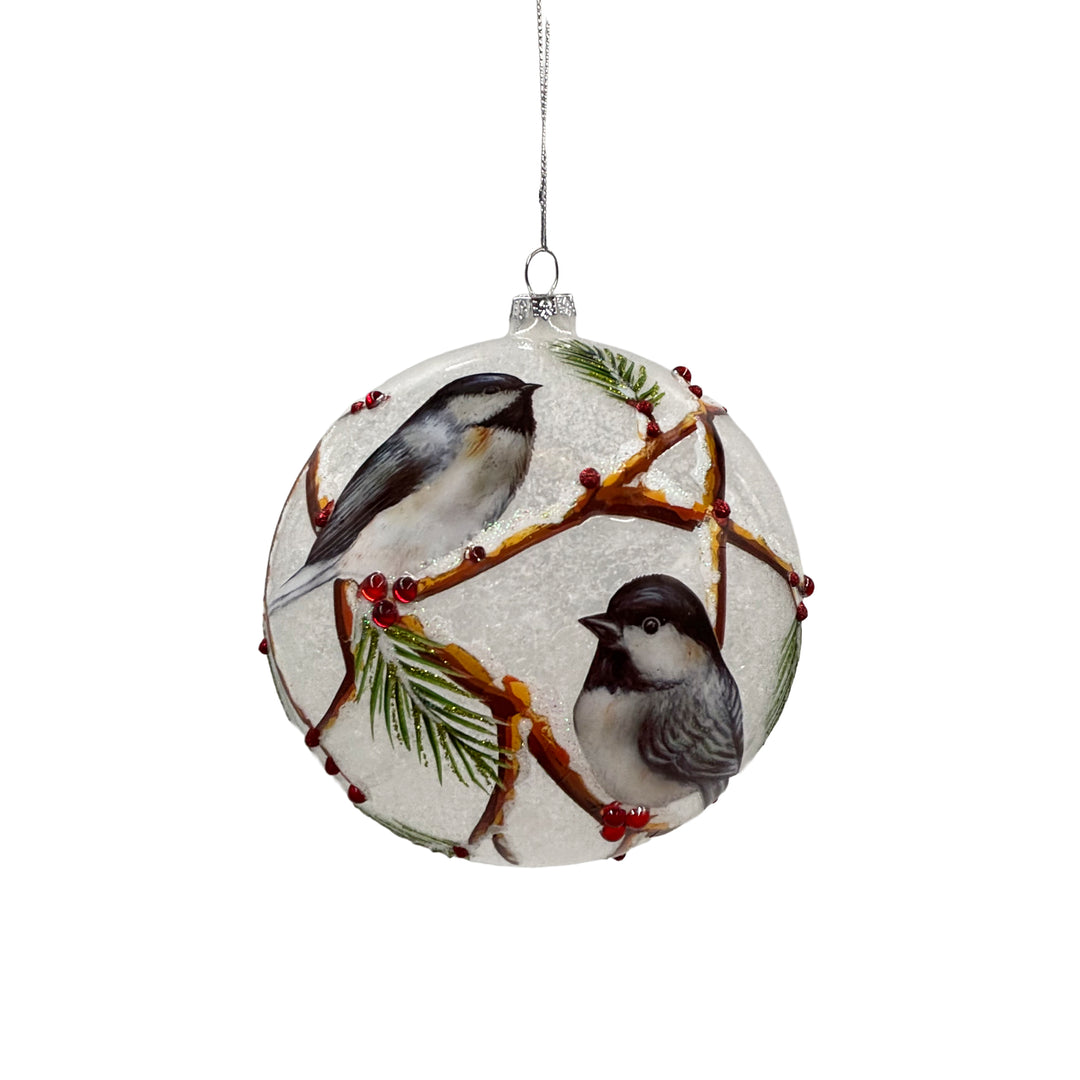 Glass Cardinal in Tree Ball Ornament