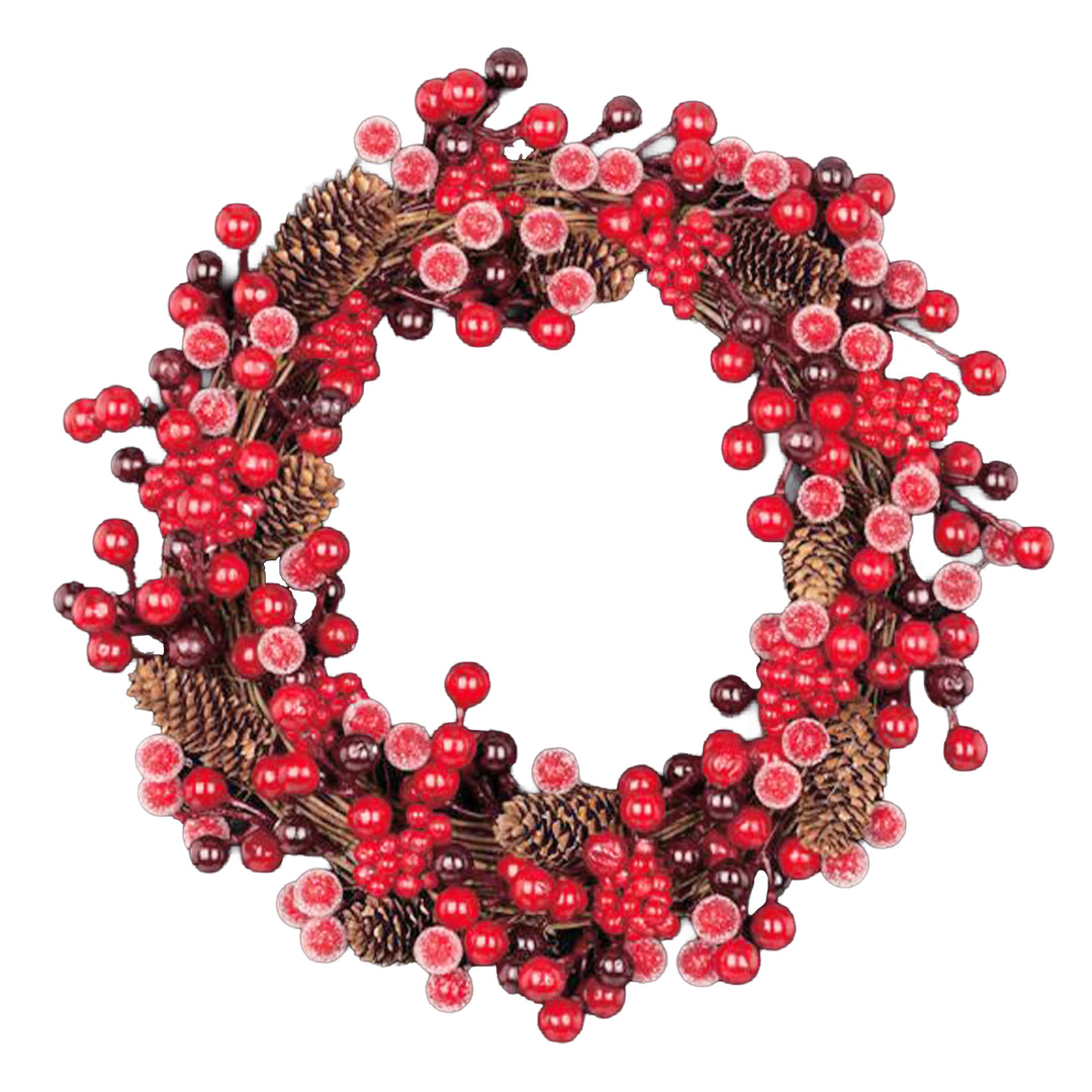 Iced Red Berry and Pinecone Wreath