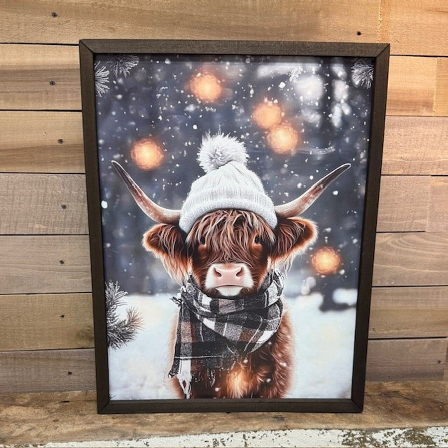 Highland Cow in Snow Wall Art