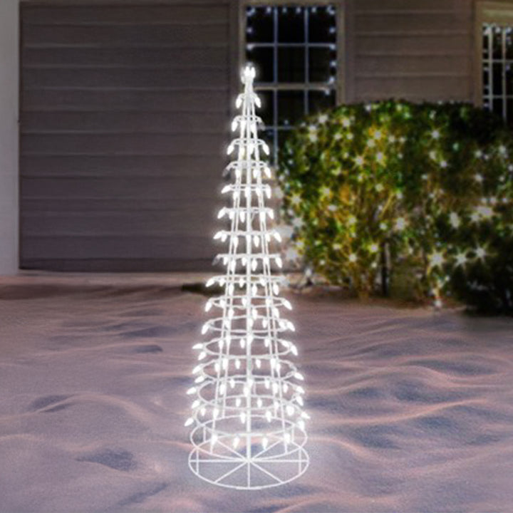 White Cone Tree LED Light Display