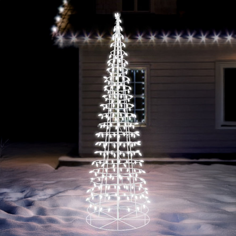 White Cone Tree LED Light Display