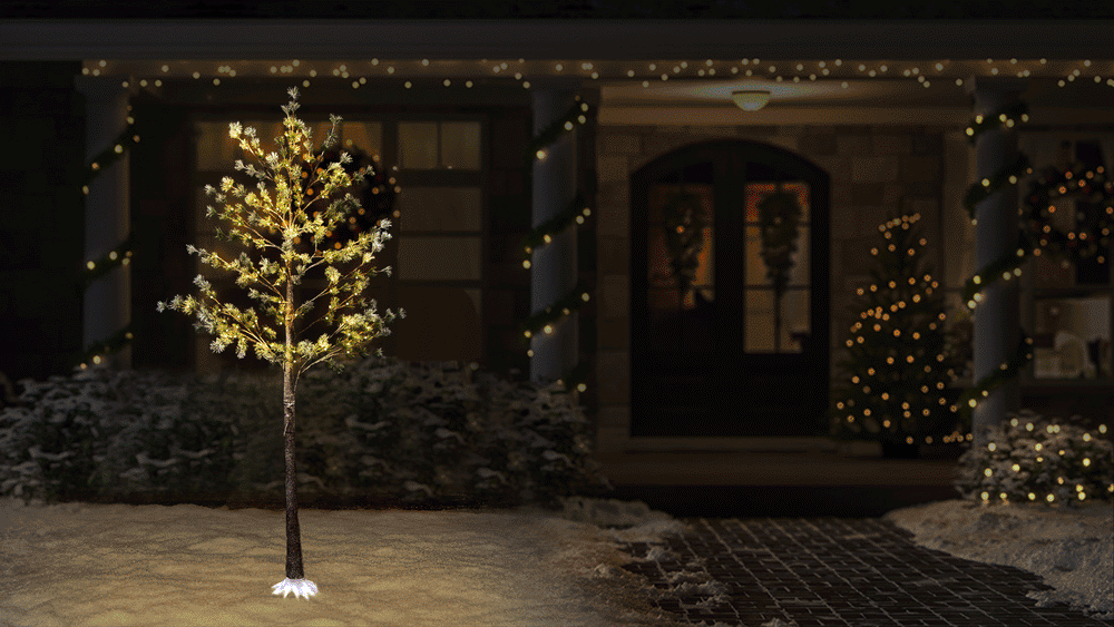 Frosted Pine Tree LED Light Display