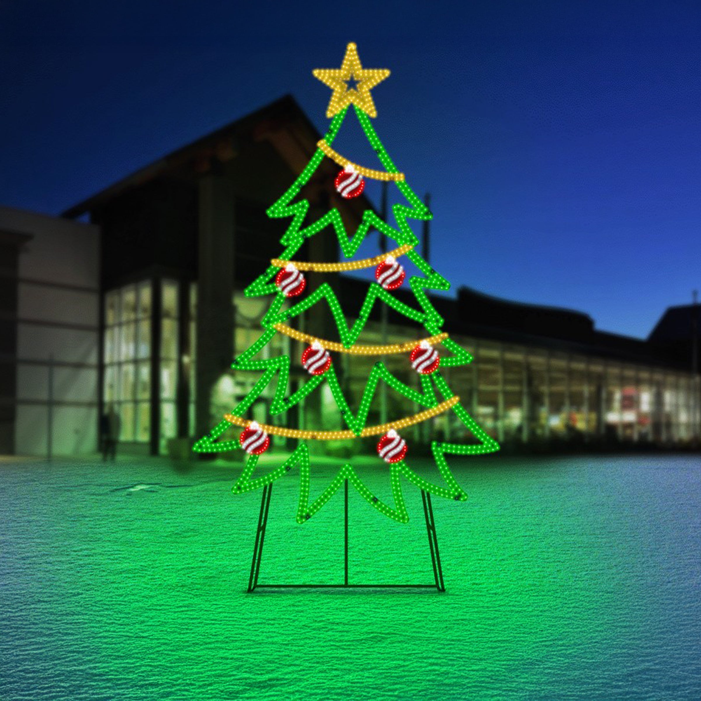 1214 LED Animated Tree クリスマスツリー ジオラマ 5 Feet Animated Christmas Tree with Warm and Cold LED Lights - Costway