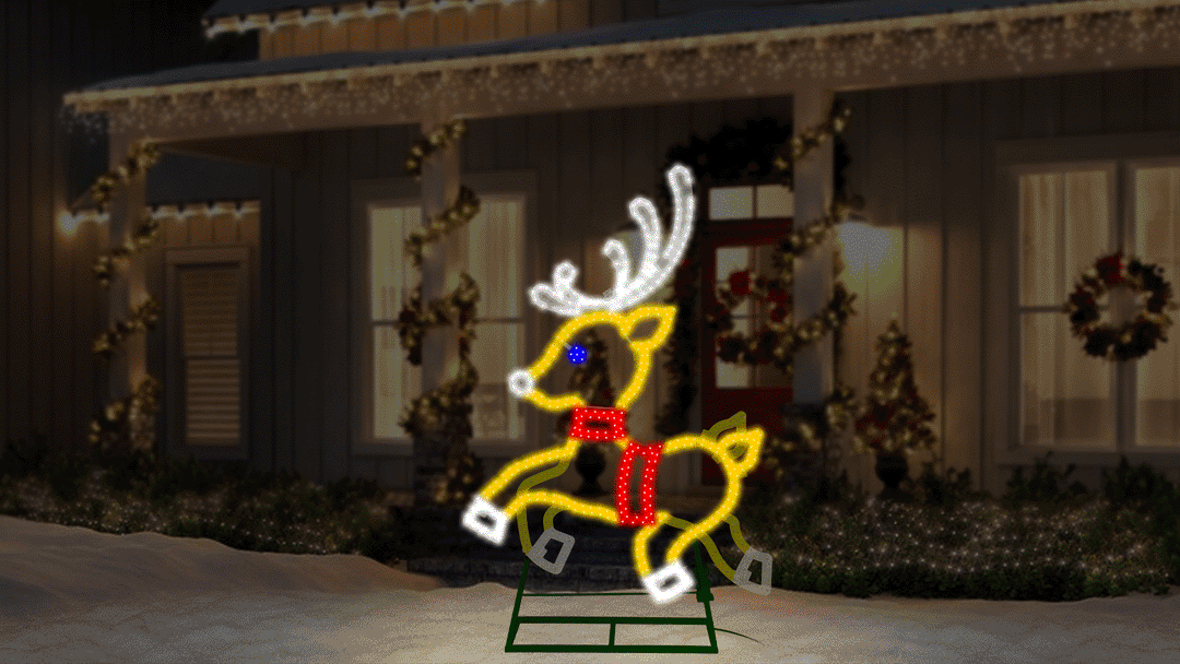 Jumbo Hi-Vibrant "Motion" Prancing Reindeer LED Light Display