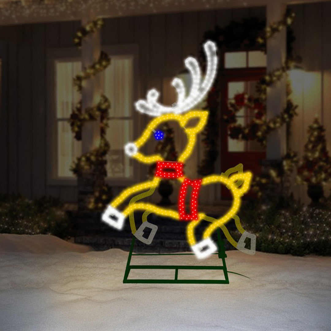 Jumbo Hi-Vibrant "Motion" Prancing Reindeer LED Light Display