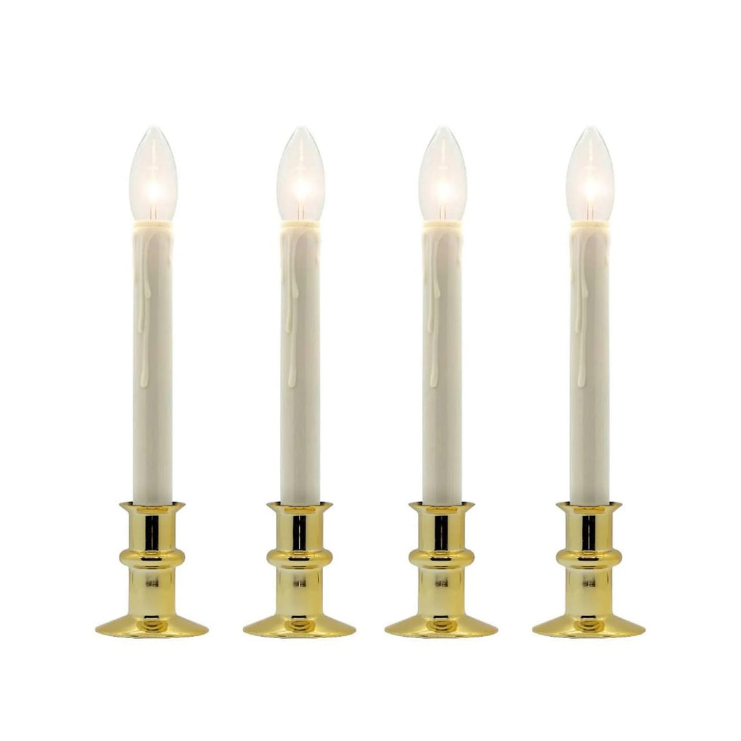 Window Hugger Battery Operated Candle with LED Bulb Brass