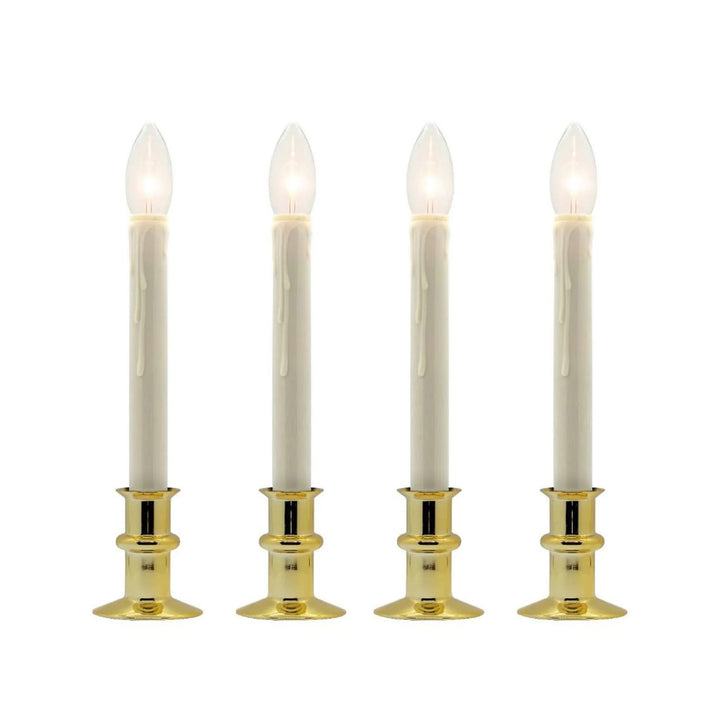 Window Hugger Battery Operated Candle with LED Bulb Brass