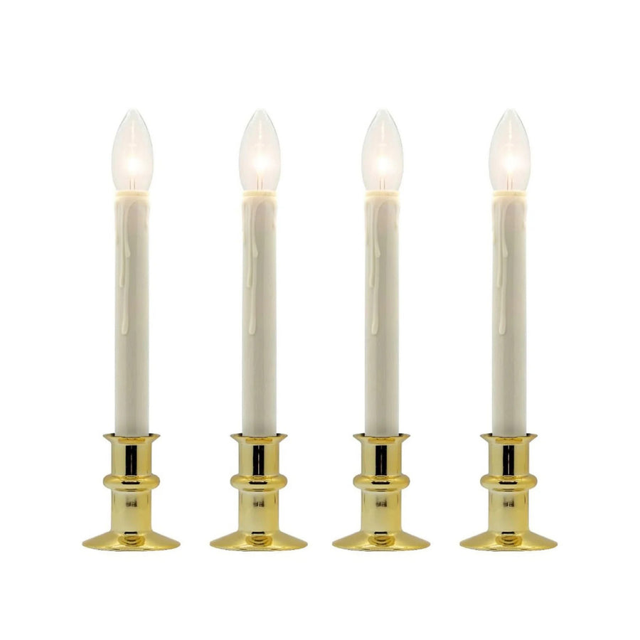 Window Hugger Battery Operated Candle with LED Bulb Brass
