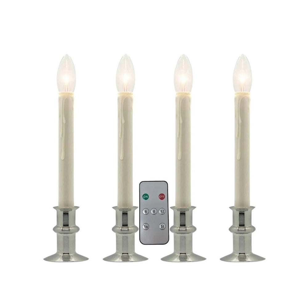 Window Hugger Battery Operated Candle with LED Bulb Brushed Nickel